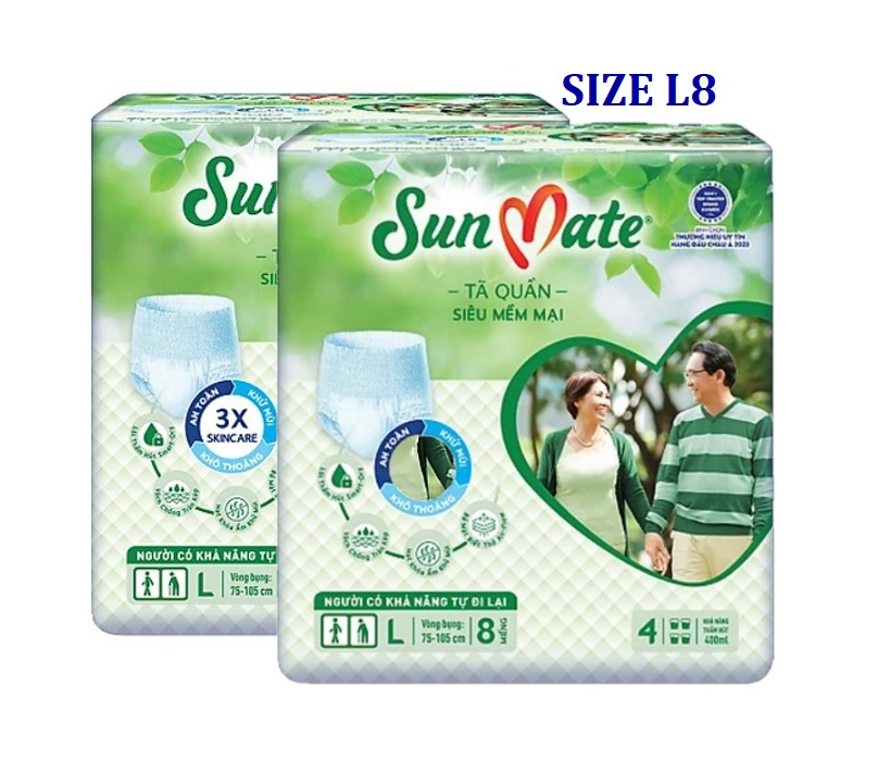 Combo 2 gói tã quần Sunmate size L8 - tã quần người lớn