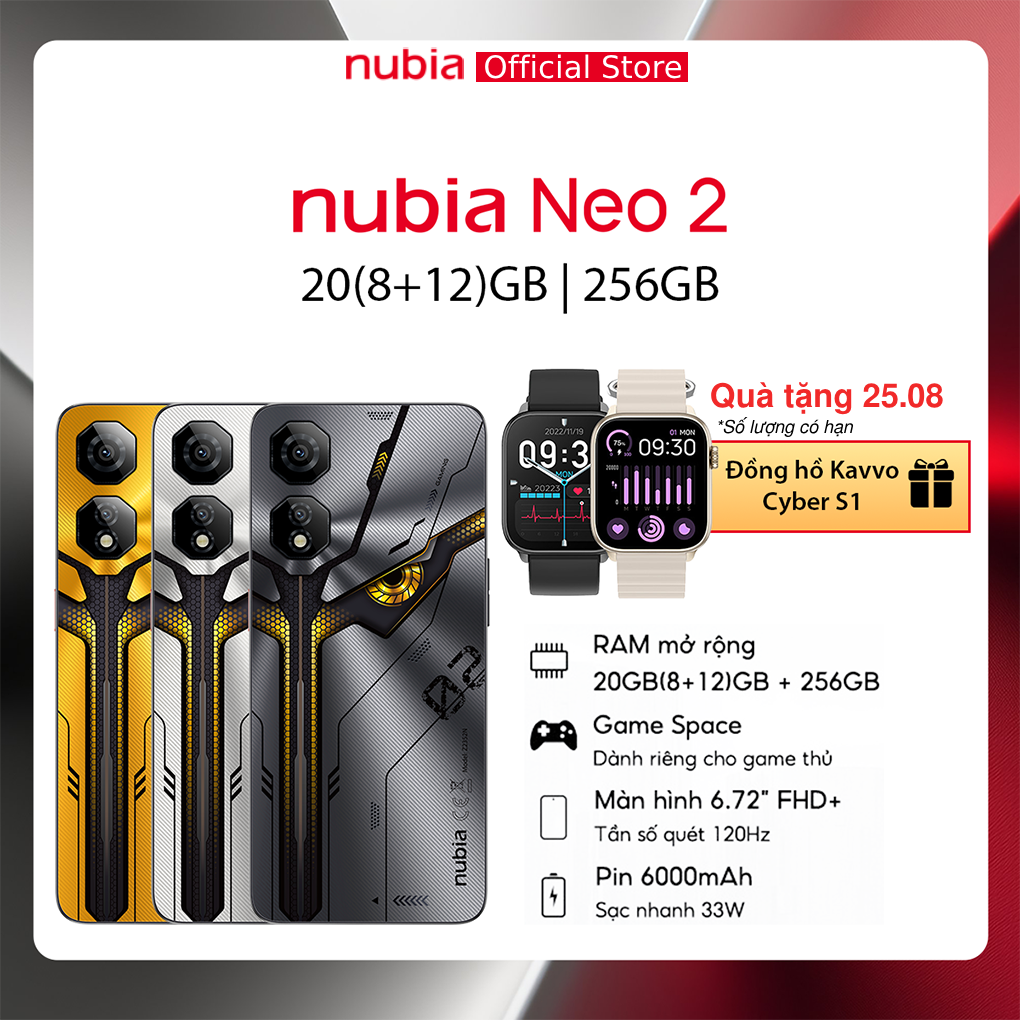 Điện thoại gaming nubia neo 2 | 20gb/256gb | 6.72'' 120hz| trigger kép| sạc nhanh 33w| chính hãng