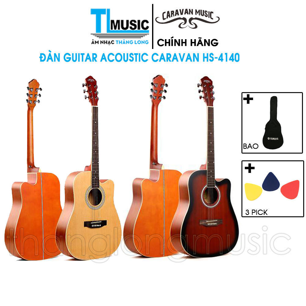 Chính Hãng Caravan HS4140 - Đàn Guitar Acoustic Giá Rẻ Chất Liệu Gỗ Cao Cấp ( Tặng Kèm Bao và Pick Gảy )