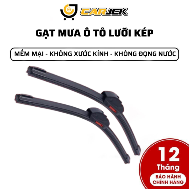 Gạt mưa ô tô silicon lưỡi kép nhất 2023 khung mềm xương thép 2 lưỡi song song gạt sạch và êm Cần gạt nước ô tô