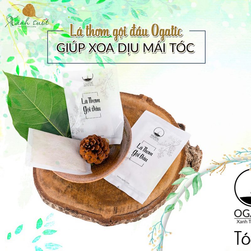 Lá thơm gội đầu ogatic hộp 15 gói - hàng chính hãng - an toàn, từ thảo mộc thiên nhiên