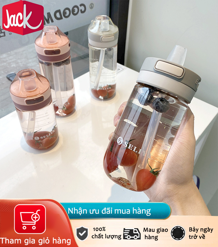 Jack Cốc nước nhựa cao cấp với ống hút Cốc nước di động cho sinh viên