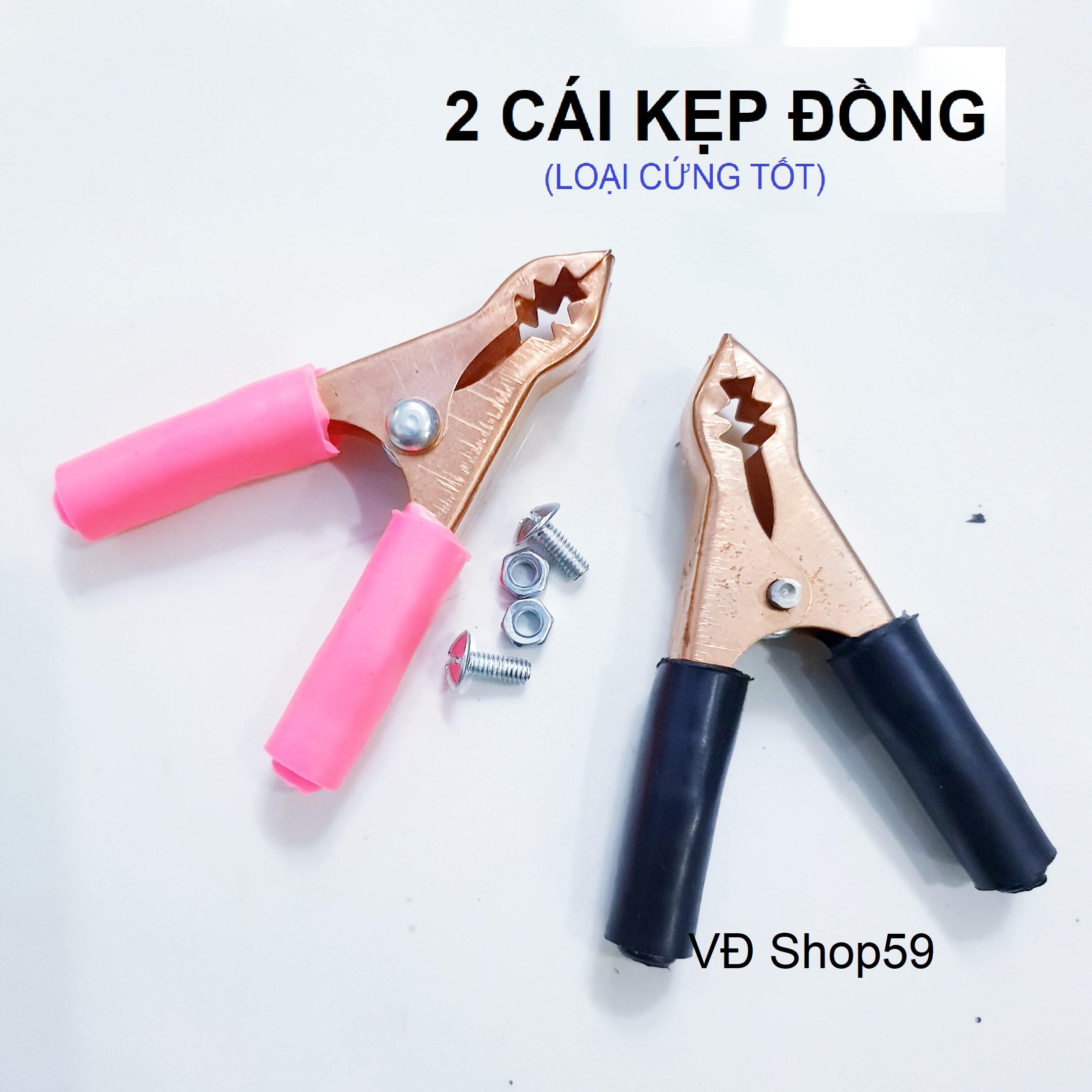 Combo 2 kẹp acquy đồng đỏ đen lớn 75A. Kẹp bình acquy răng cá sấu lớn thay kẹp bình máy giun, kẹp sạc acquy