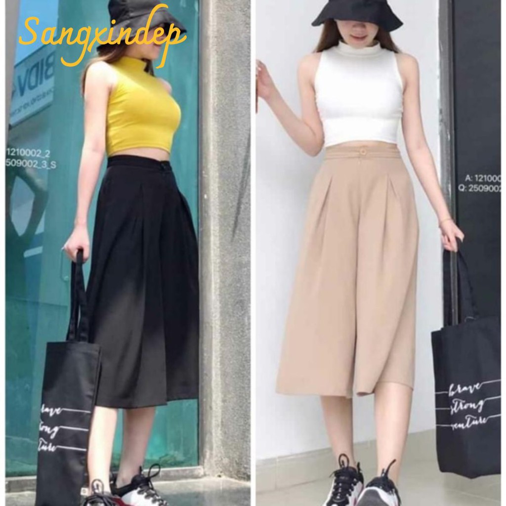 Quần ống rộng đũi suông xếp ly vải dày đẹp, may cẩn thận, form chuẩn