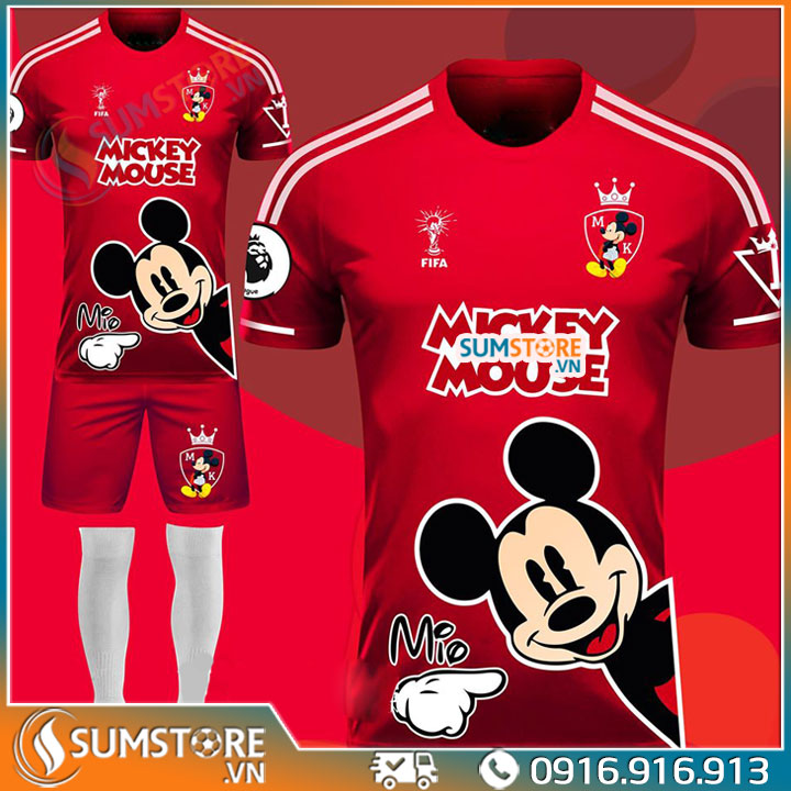 [HCM]Đồ Thể Thao Kute Dễ Thương - Áo Đá Banh Chuột Mit Key Đỏ