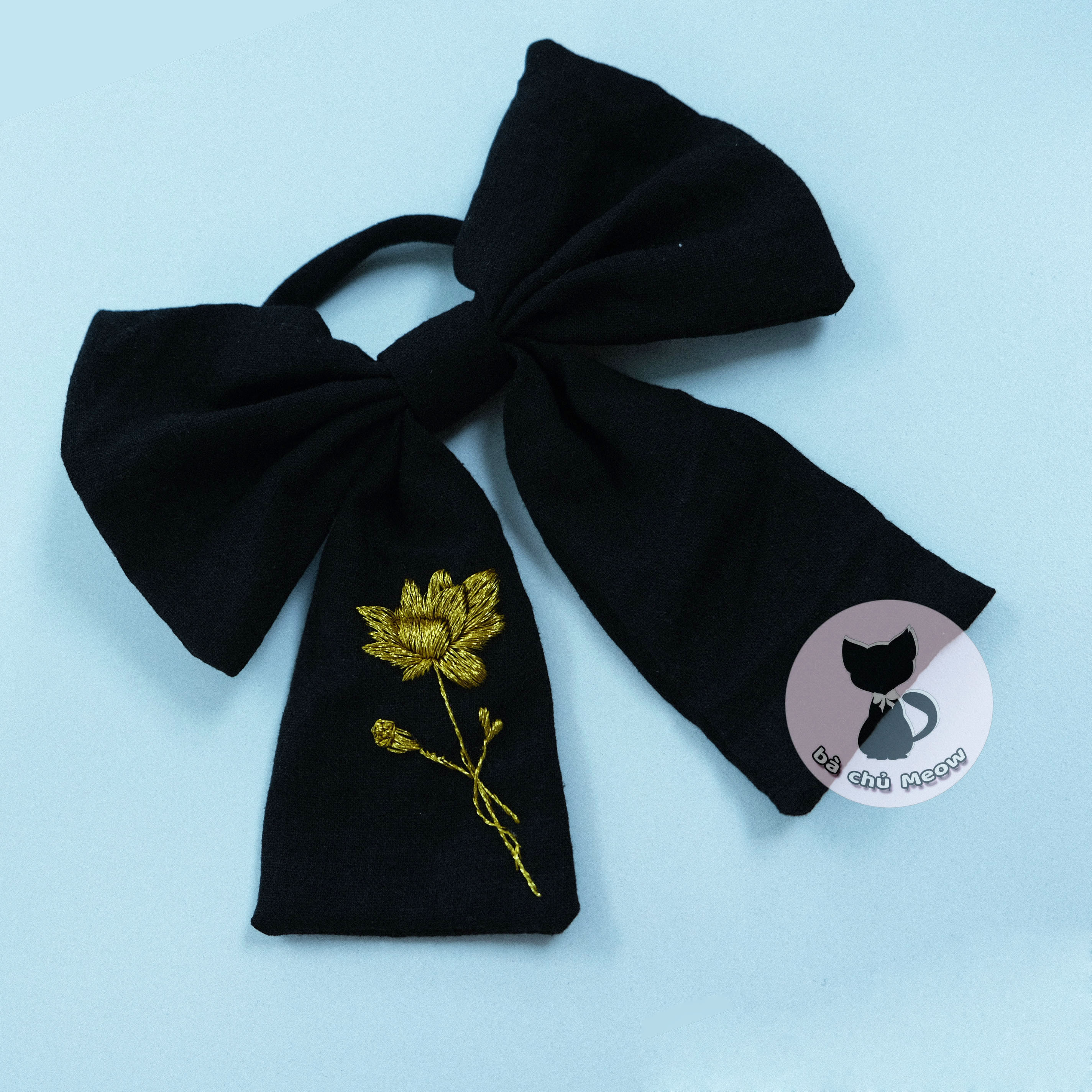 Đồ cột tóc sang chảnh - dây cột tóc thêu tay - scrunchies thắt nơ xinh xắn