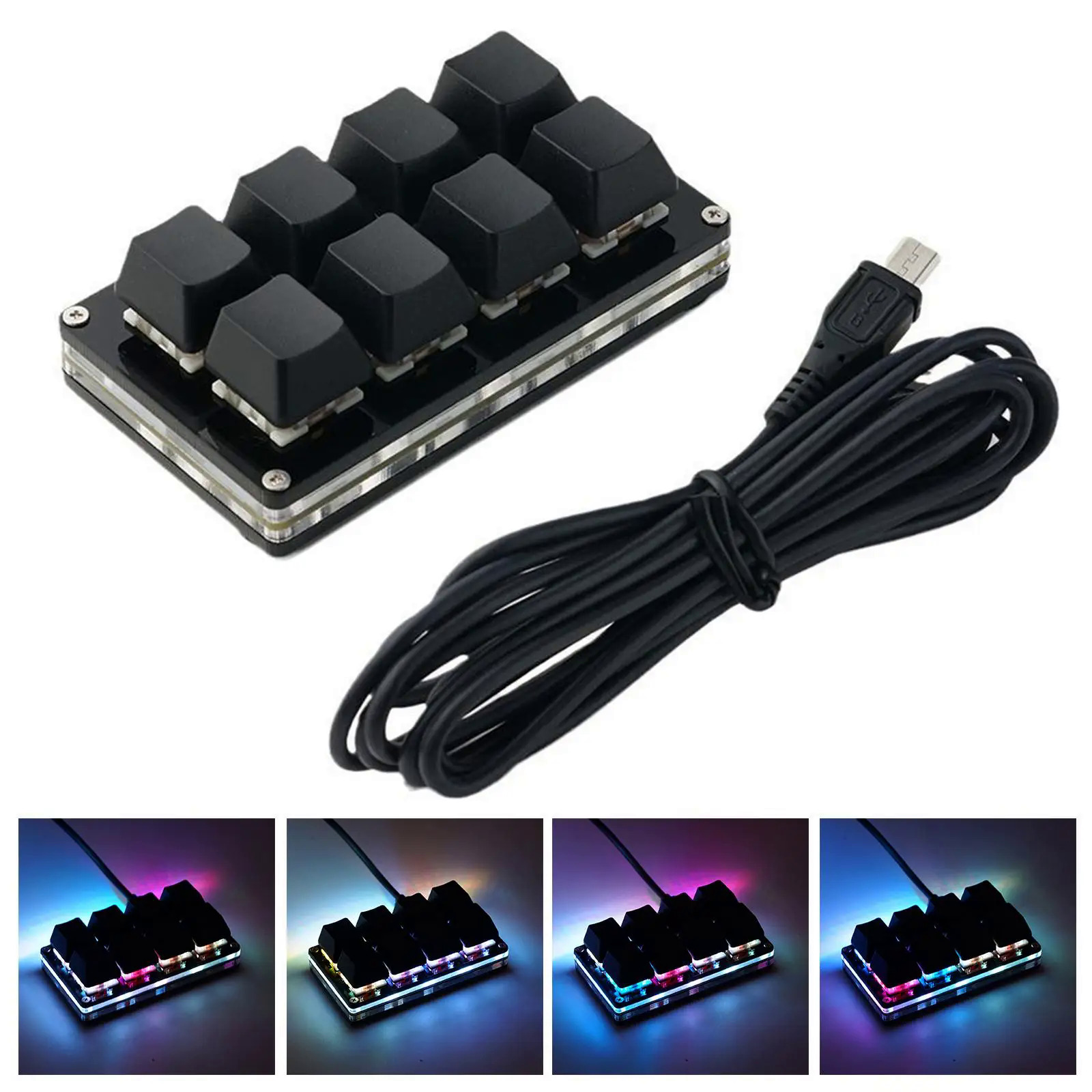 RGB 8 Phím Mini Bàn Phím DIY Shortcut Bàn Phím Tùy Chỉnh Bàn Phím Lập Trình Bàn Phím Cơ Khí Bàn Phím Chơi Game