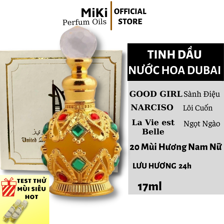 Tinh Dầu Nước Hoa Dubai Chính Hãng Nước Hoa Nam Nữ Mẫu Chai Đá 17ml - MiKiStore - Tinh Dầu Thiết Kế Cao Cấp, Hơn 20 Mùi Hương, Lưu Hương >24h