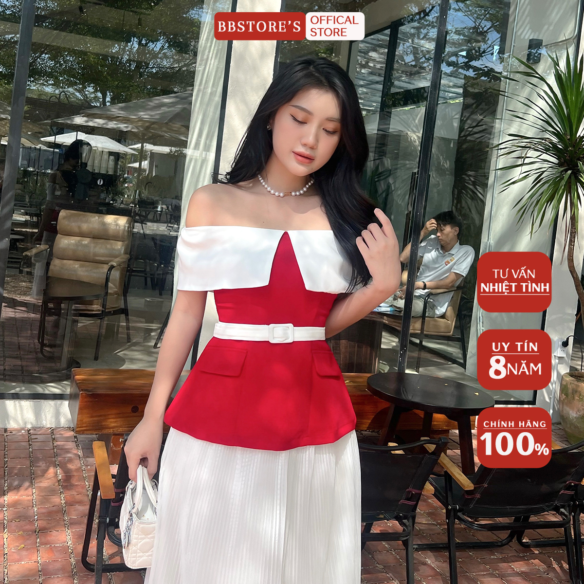Bbstore's áo kiểu trễ vai dự tiệc form dáng peplum tôn dáng -a1643
