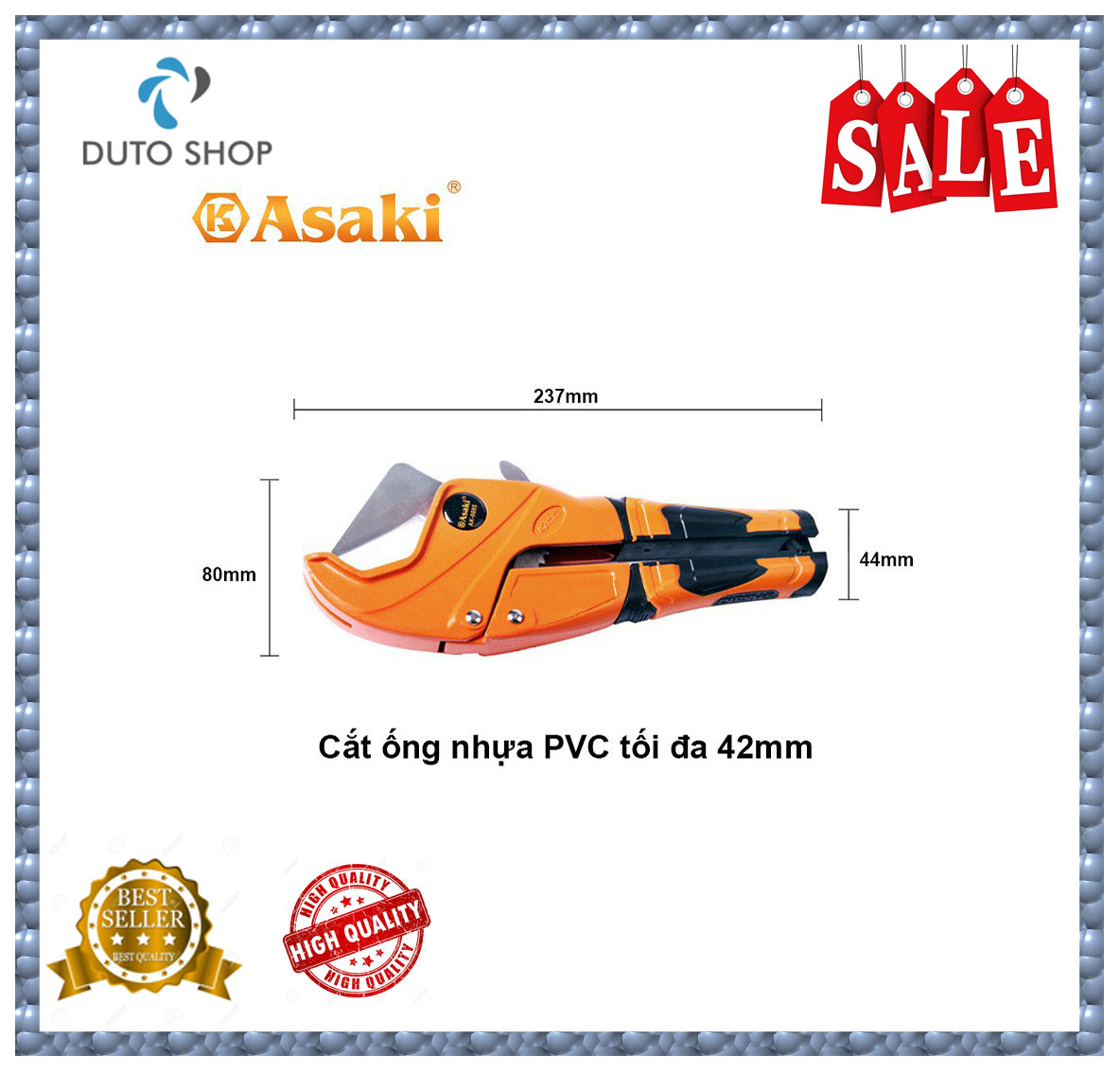 Kéo cắt ống pvc lưỡi inox asaki ak-0085 42mm