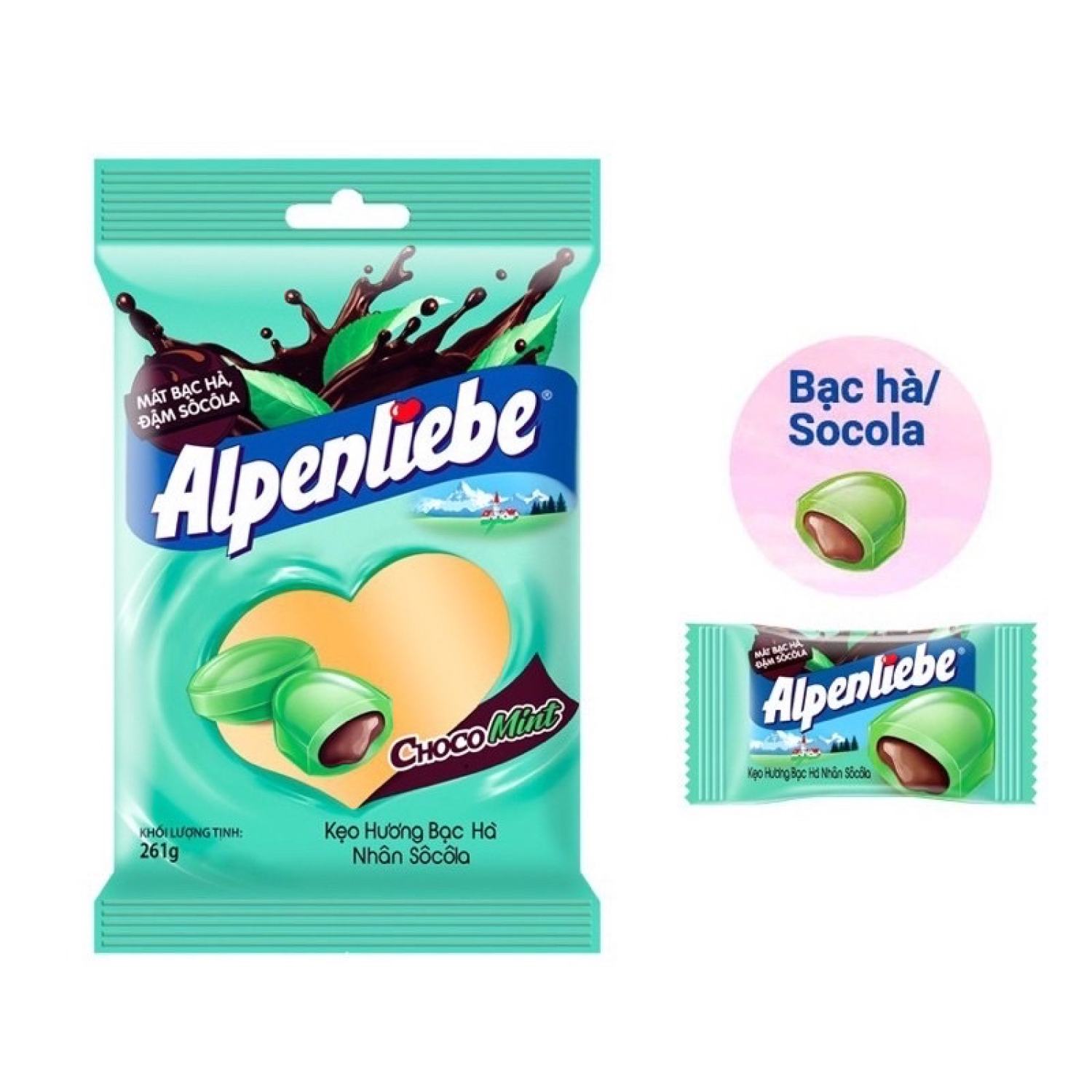 Kẹo Béo Alpenlibe Vị Bạc Hà Nhân Socola