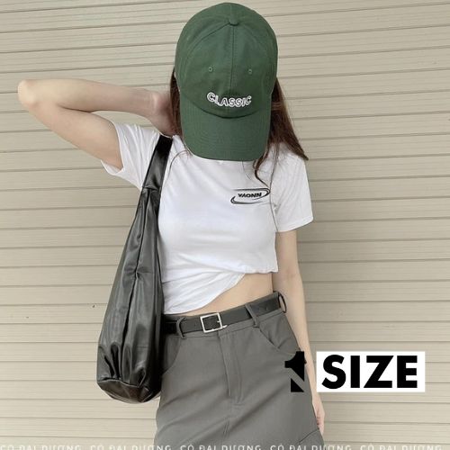 Áo thun croptop chữ VAONN cộc tay cổ tròn màu trắng basic chất cotton 4 chiều mát 1SIZESHOP