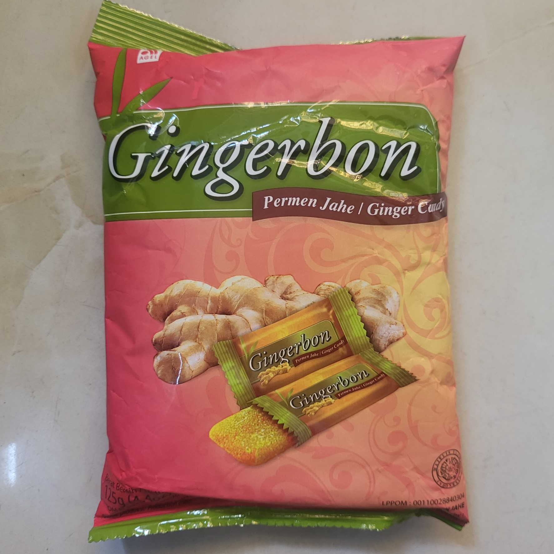 GINGERBON (gói ĐỎ 125g) KẸO GỪNG (mềm) Ginger Candy (HALAL)