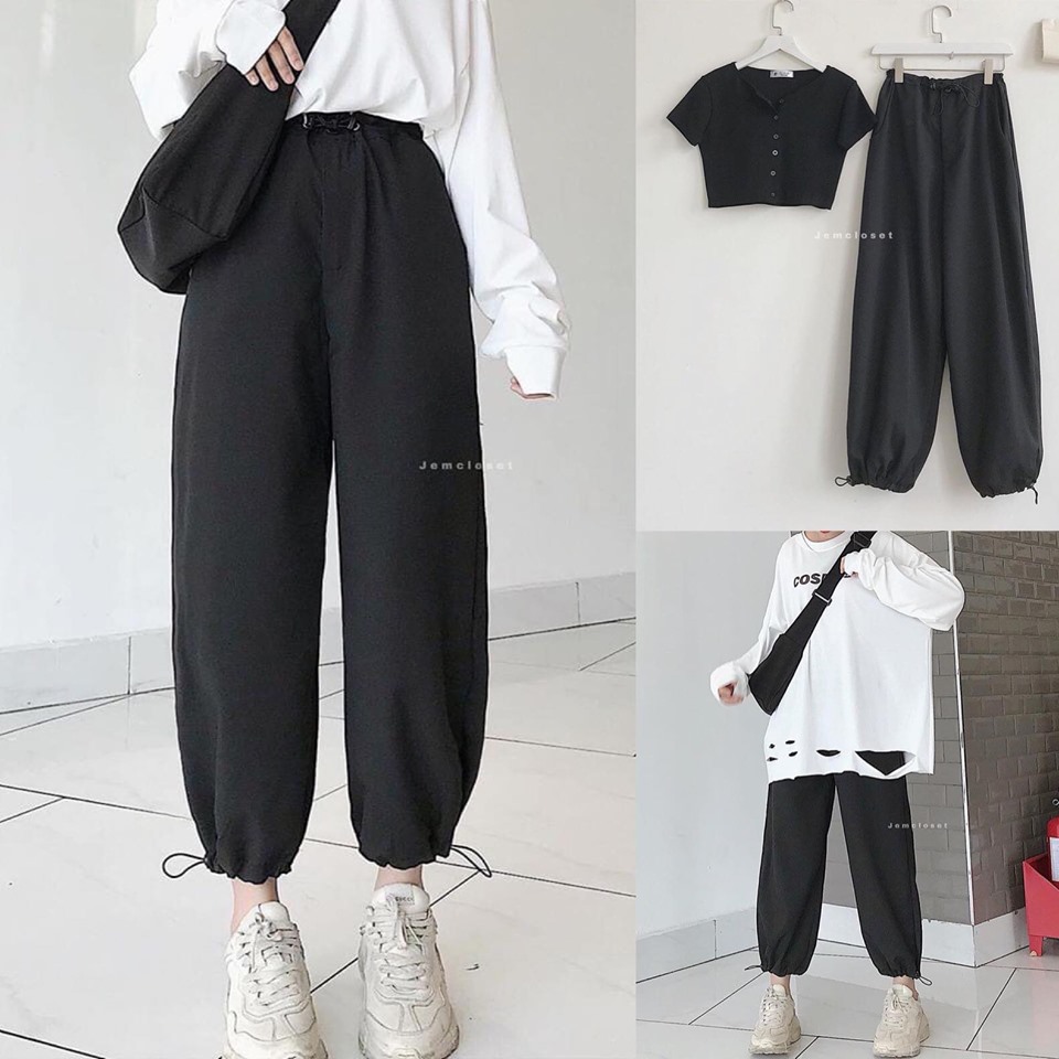 QUẦN JOGGER NỮ RÚT DÂY EO UNISEX CÁ TÍNH NĂNG ĐỘNG