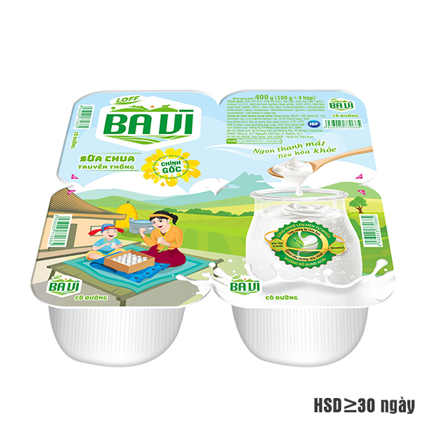 Ba Vì Sữa chua ăn có đường 100gr thùng 48 hộp