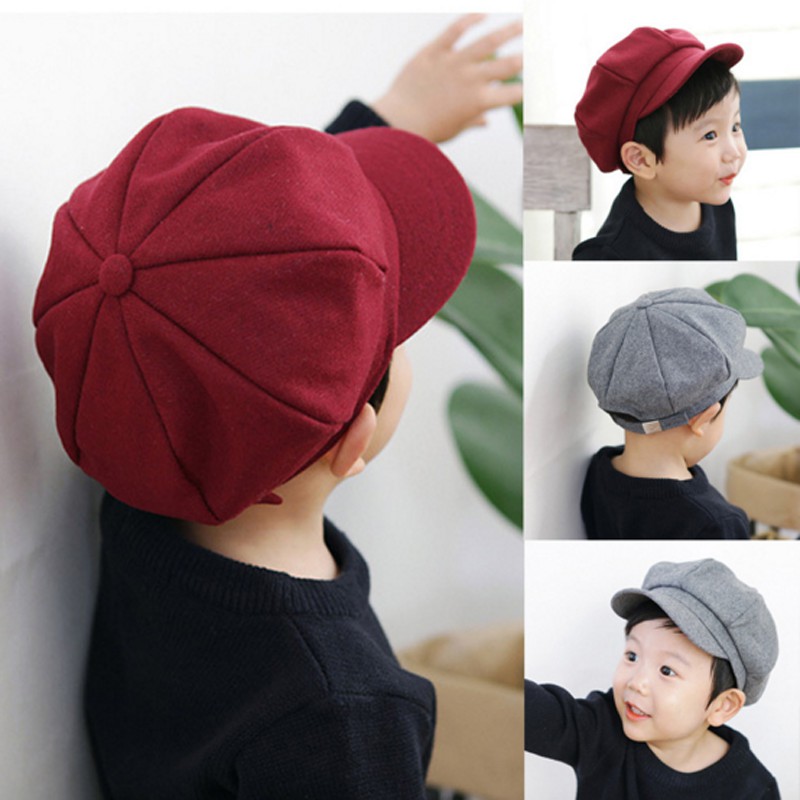 Mũ Beret Cho Bé Dễ Thương (Đỏ, Xám và Đen)