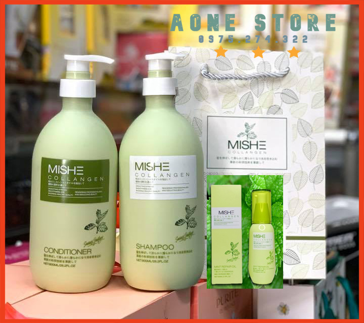 Cặp dầu gội xả cao cấp chinh hãng mishe collagen japan 800ml