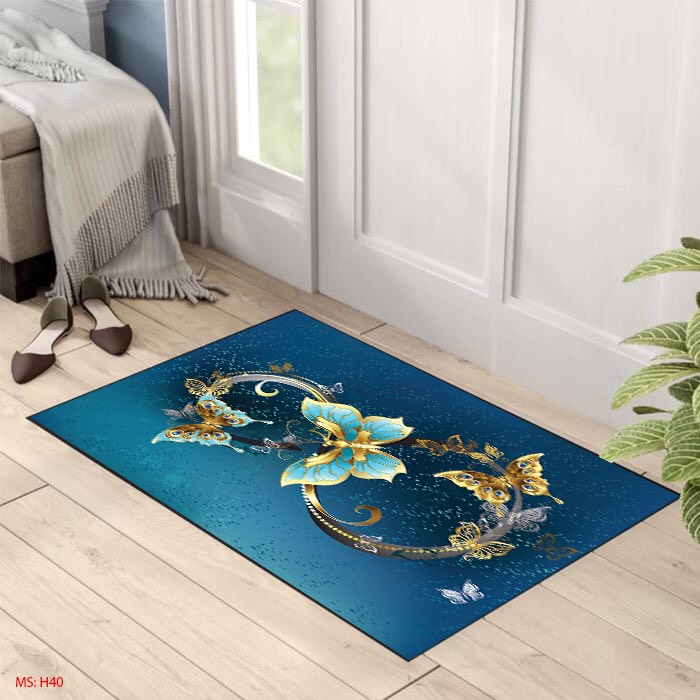 Combo 3 Tấm Thảm chùi chân, Thảm lau chân bali in 3d chống trơn trượt cao cấp kích cỡ 40x60cm dành cho nhà tắm, phòng ngủ, cửa ra vào, phòng khách đều đẹp, giá siêu rẻ - bướm - combo 3 tấm 40x60cm - Remato