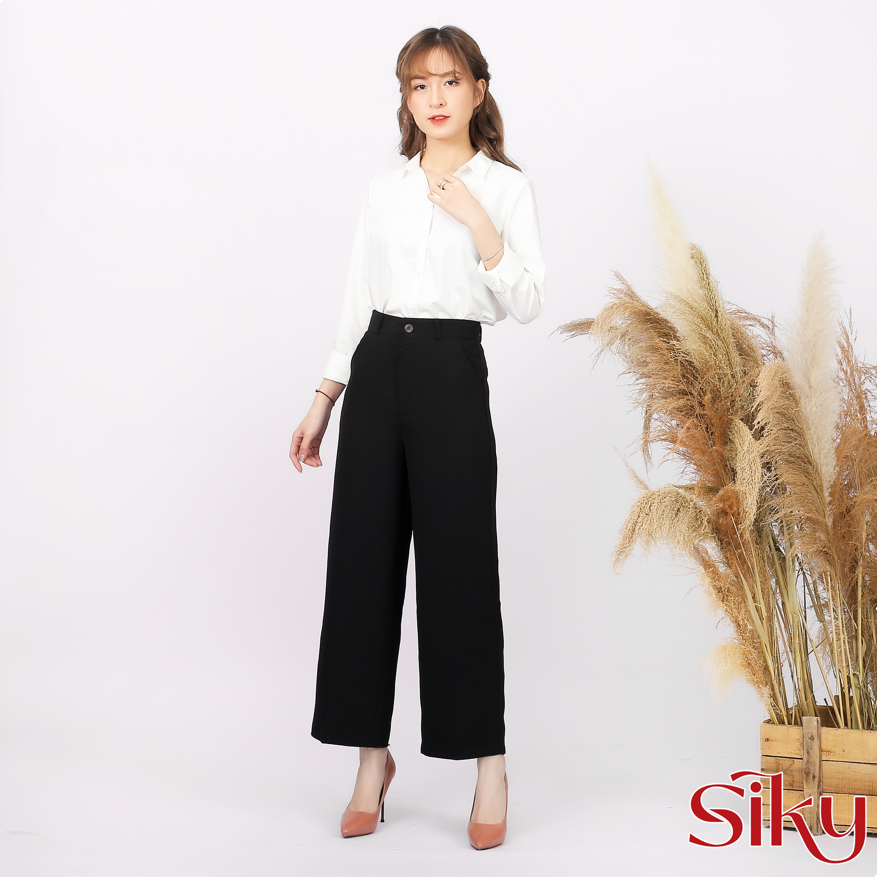 Quần ống rộng công sở dáng suông 80cm - Siky - Q80