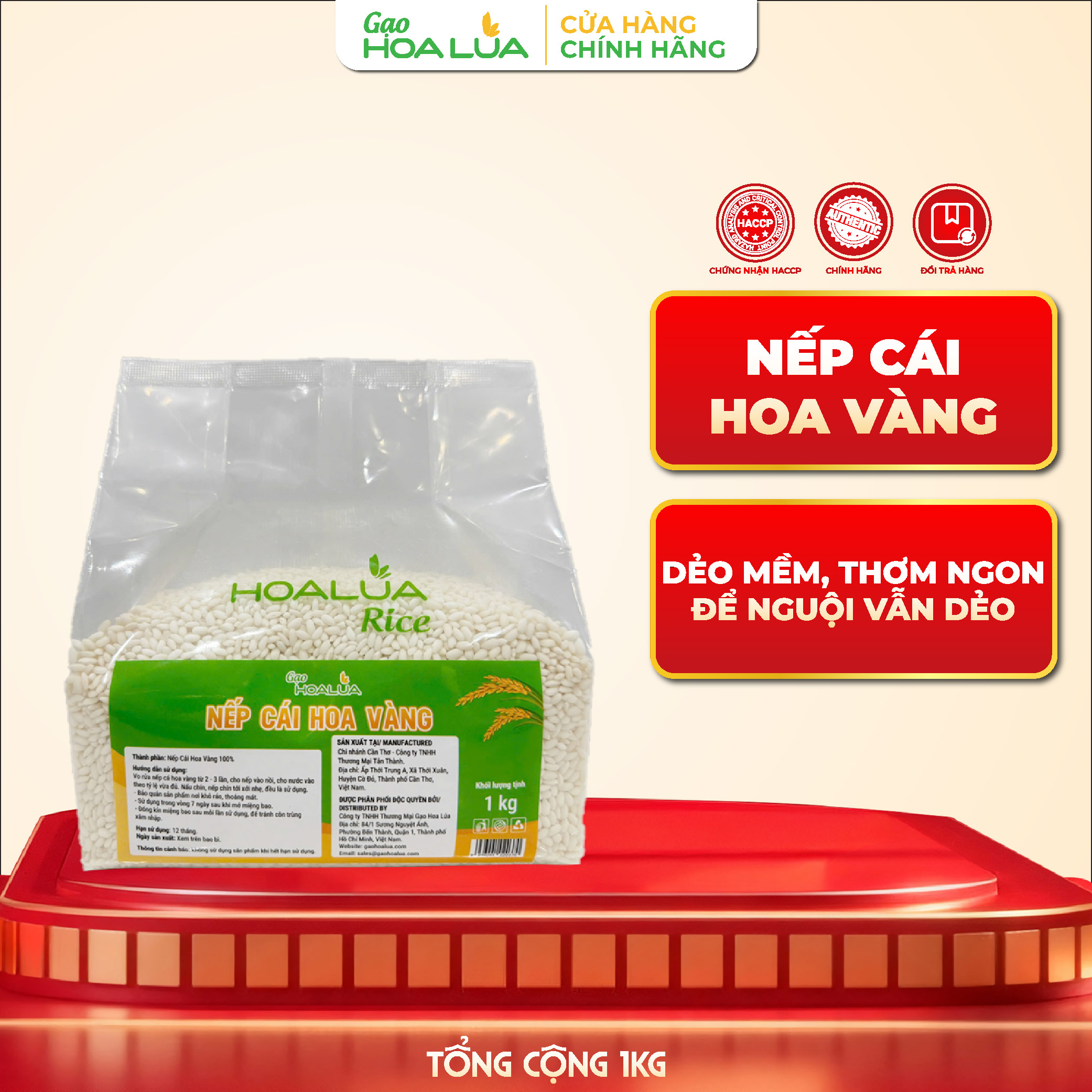 [Tết] Nếp Cái Hoa Vàng (Nếp Bắc) - Dẻo mềm, thơm ngon đặc trưng - Túi 1Kg - SẢN PHẨM MỚI