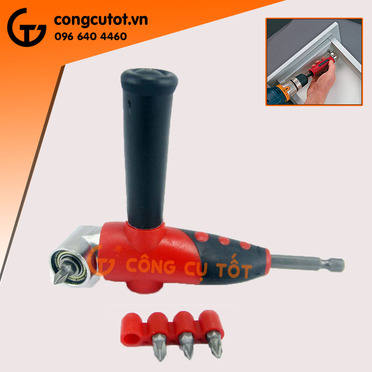 Bộ dụng cụ chuyển hướng mũi vít mũi khoan 105 độ có tay ghì
