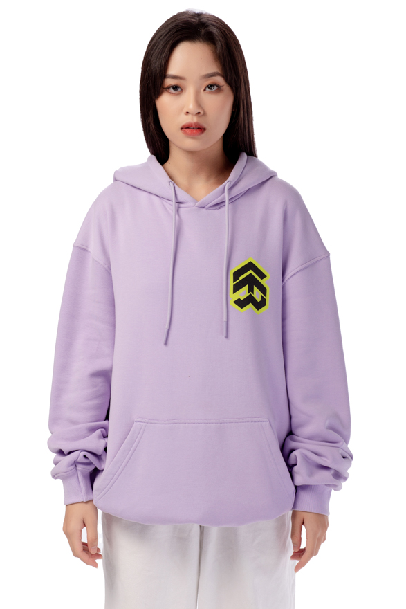 5THEWAY® Áo Hoodie Tím Tay Dài aka /stroke/ BIG LOGO SQUARE HOODIE in PASTEL LILAC™