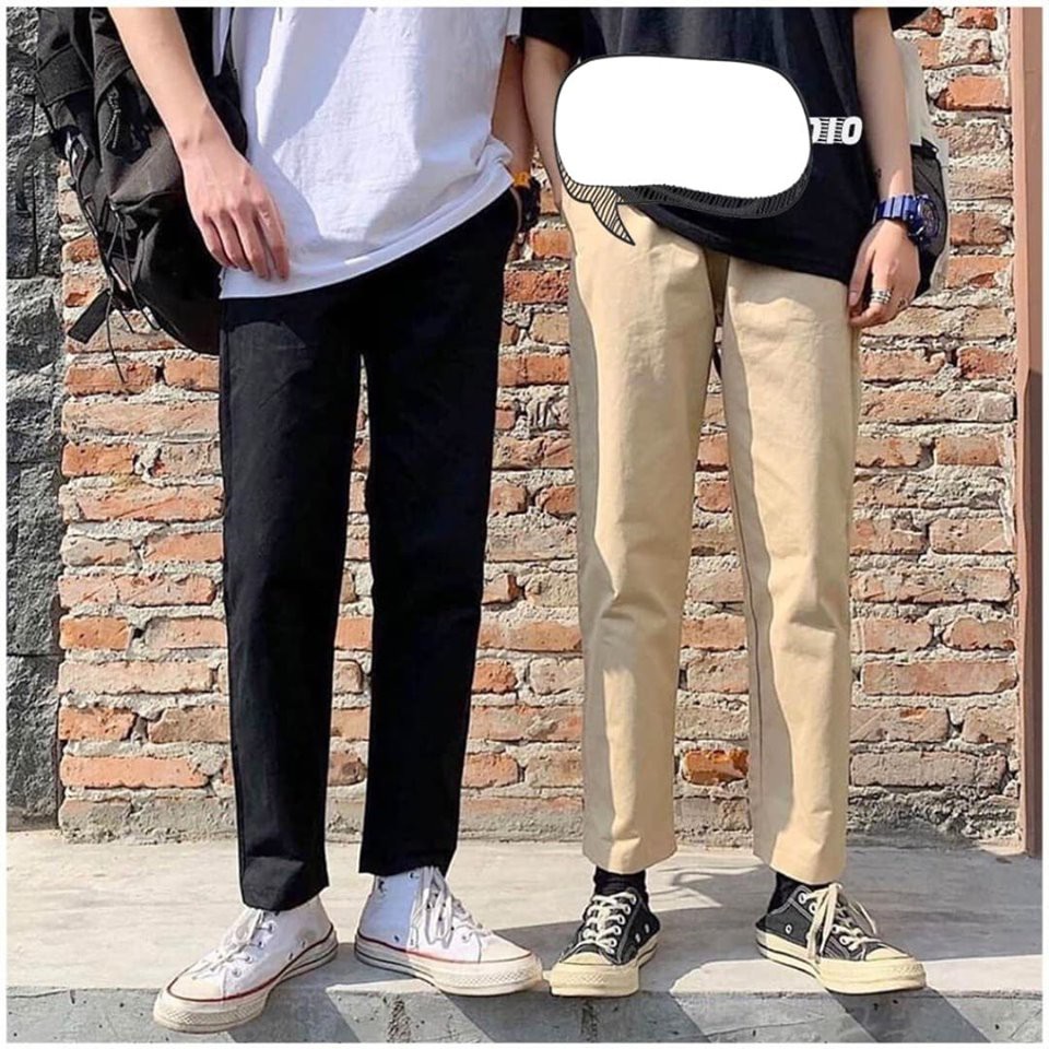 [HCM]Quần Kaki Ống Suông Unisex Nam Nữ [form ngắn như ảnh mẫu] Kiểu quần Baggy nam nữ mềm co dãn