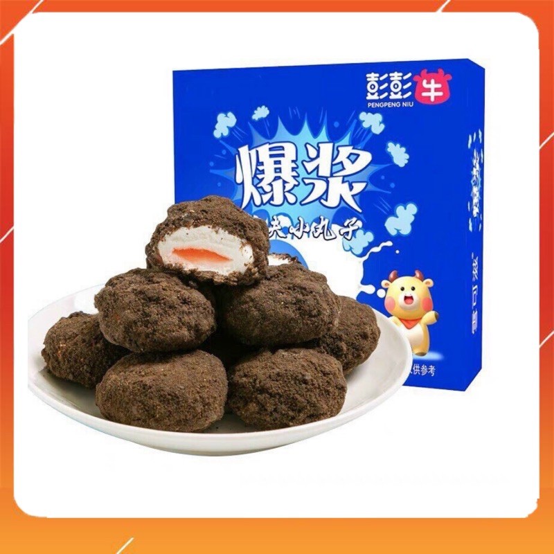 Bánh socola nhân dâu chảy KUNG FU the mini ball siêu ngon, bánh socola 3 lớp hộp 100gr siêu hot tiktok