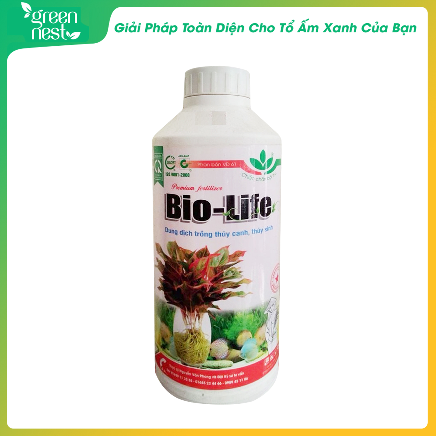 Dung dịch phân bón thủy canh bio life 1 lít- dùng trồng rau thủy canh, cây kiểng ngập nước, thủy sinh, hoa kiểng