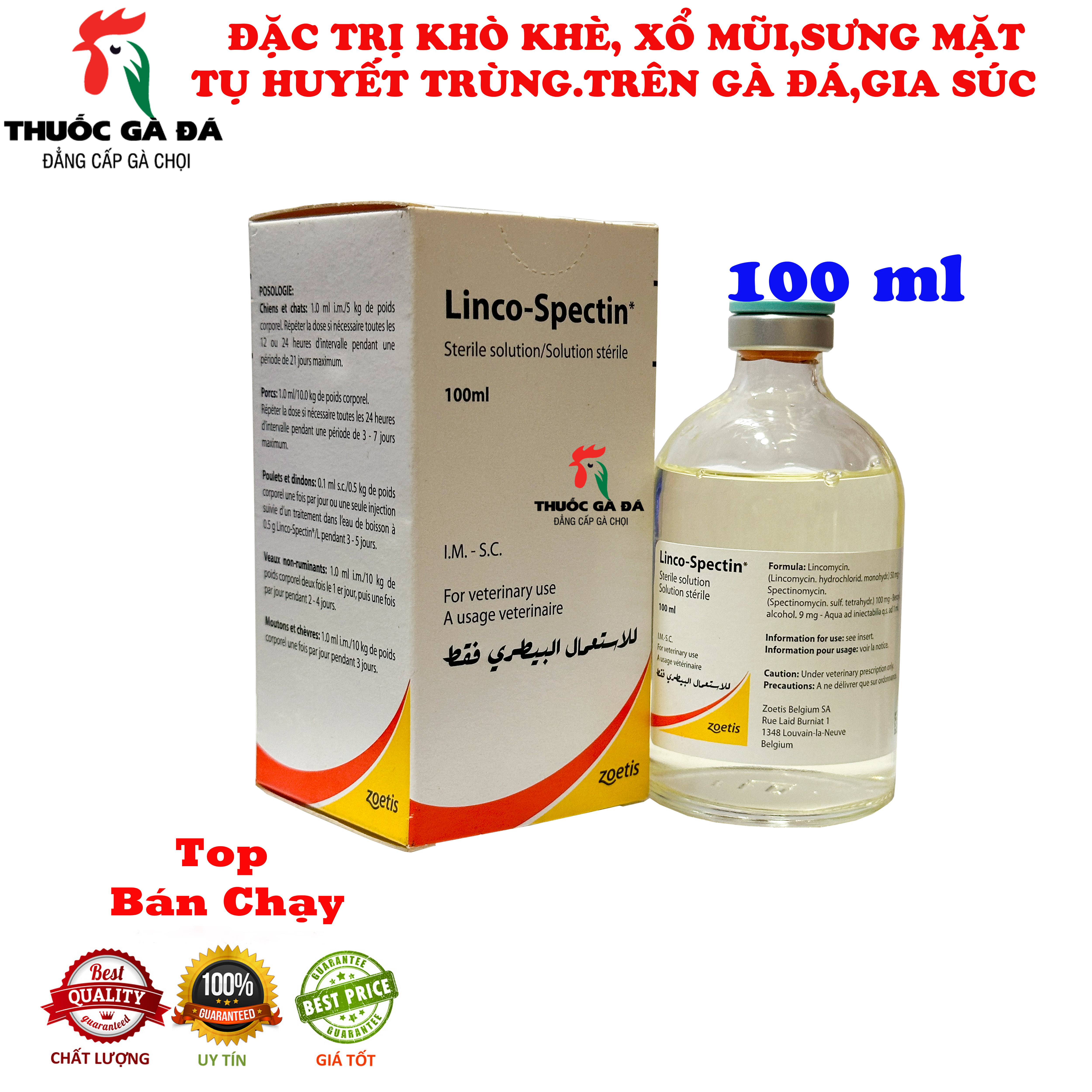 Linco-Spectin 100ml Zoetis khò khè xổ mũi cho gà đá 100ml