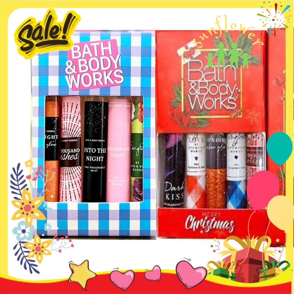 Set 5 ống xịt thơm nước hoa mini Body mist Bath And Body Works & Victoria's Secret