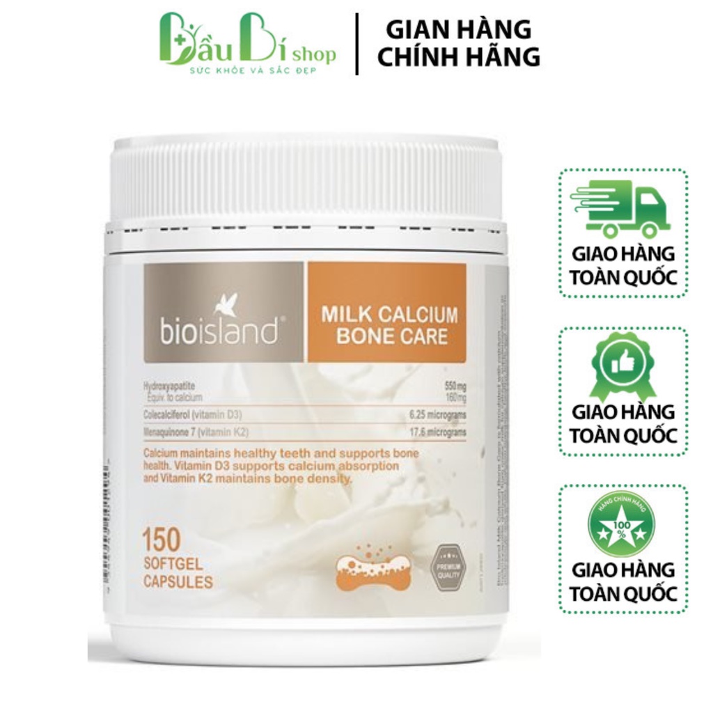 Viên Uống Bổ Sung Calci Sữa Bioisland Milk Calcium Bone Care- 150 Viên