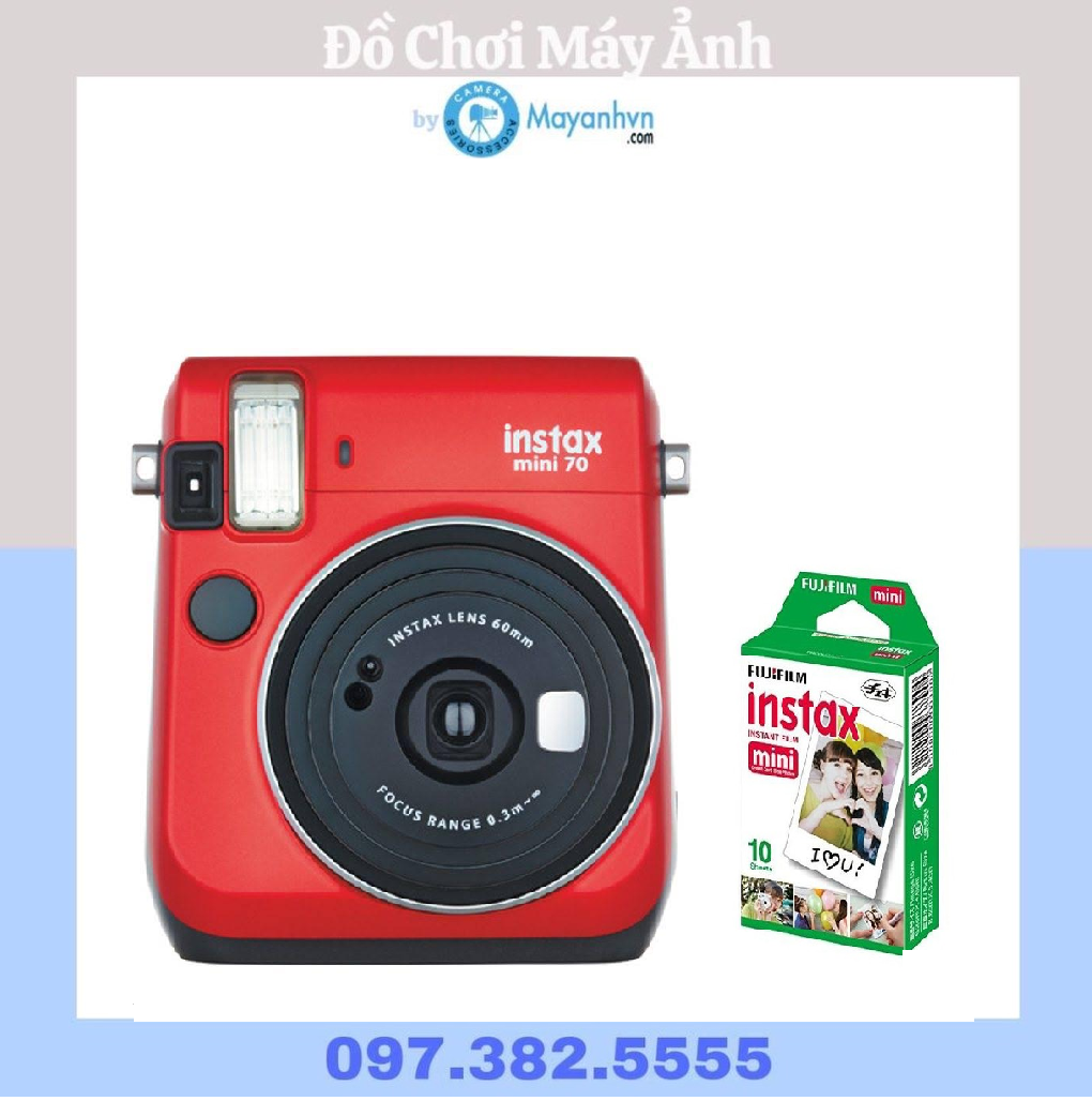 Máy chụp ảnh lấy ngay Fujifilm Instax Mini 70 Màu Đỏ tặng kèm 10 tấm film instax mini