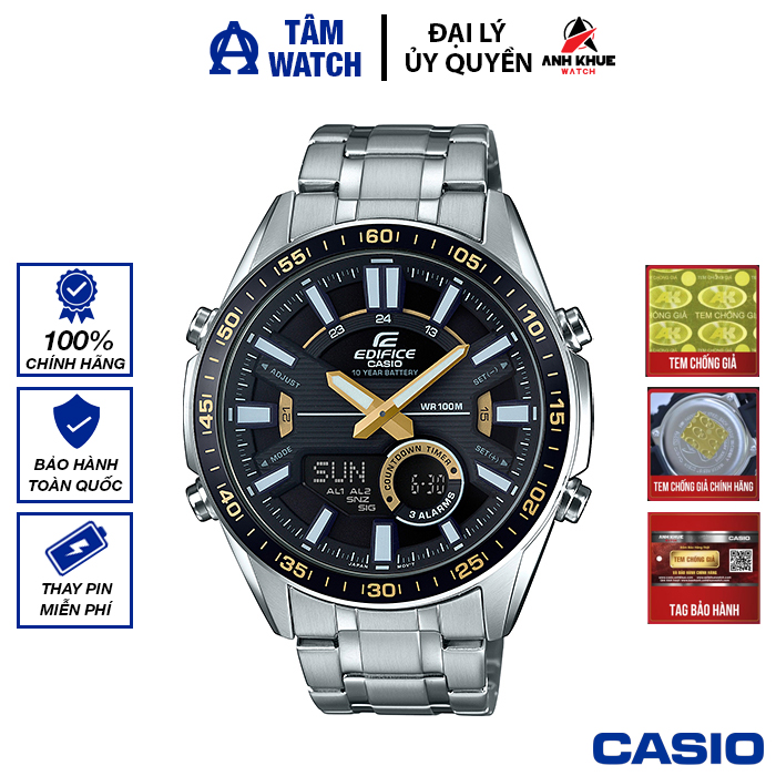 Đồng hồ nam dây kim loại Casio Edifice chính hãng EFV-C100D-1BVDF (46mm)