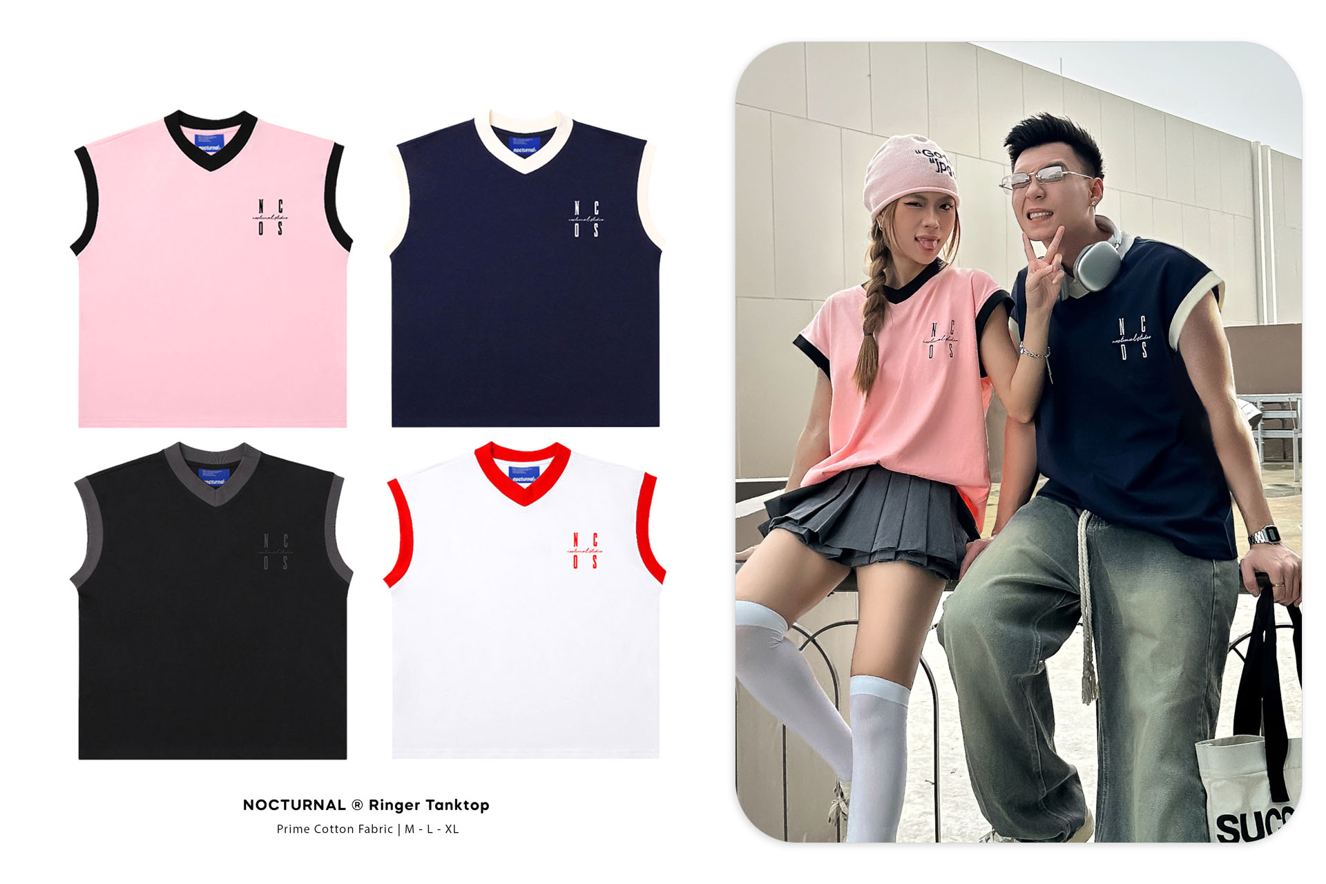 Áo thun nocturnal ringer tanktop cotton 100% nam nữ unisex local brand