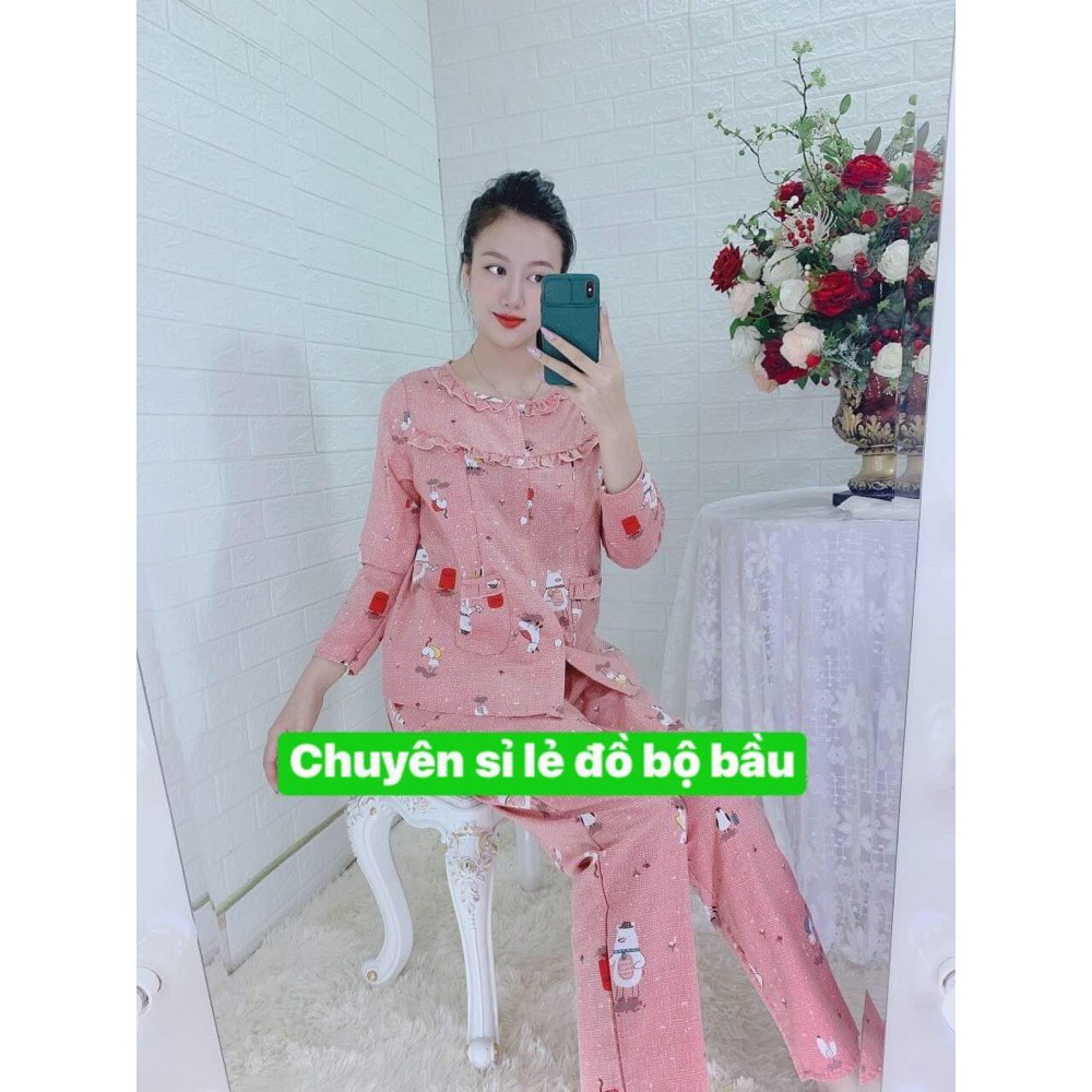 Bộ thô sau sinh mở cúc khóa kéo cho mẹ sau sinh đến 70kg