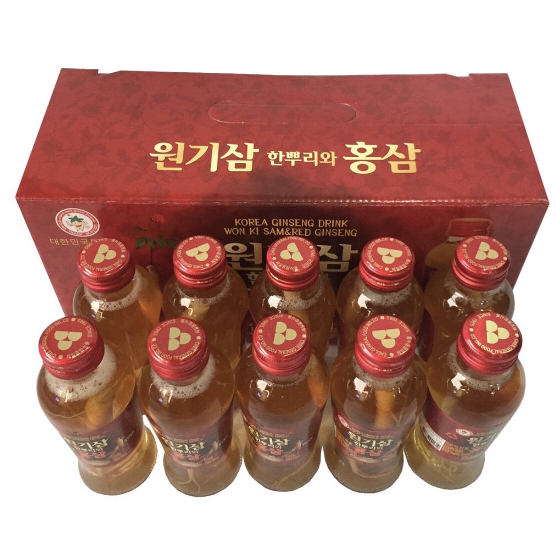Nước Hồng Sâm Ngâm Rễ Củ Sâm Hàn Quốc 10 Chai x 120ml giảm mệt mỏi bổ sung năng lượng nước uống hồng sâm có củ nước sâm nước hồng sâm hàn quốc nước sâm củ nước rễ sâm nước chiết xuất hồng sâm. Sâm yến 3A