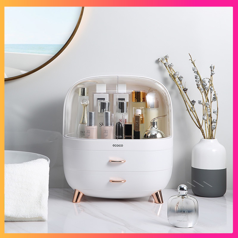 Hộp đựng mỹ phẩm để bàn ecoco cực cool 3 ngăn nhựa abs , tủ đựng mỹ phẩm mini để bàn