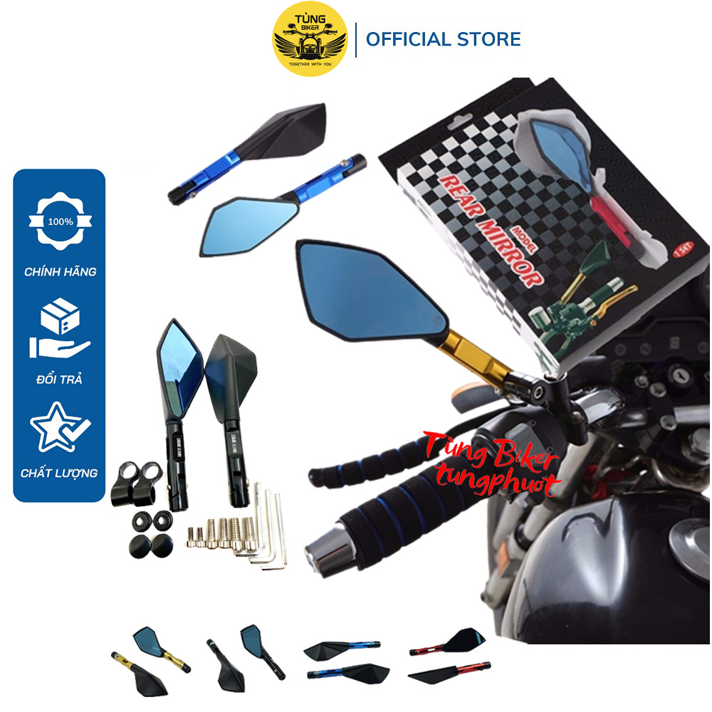 Gương 5 cạnh rizoma cnc nhôm cao cấp lắp mọi dòng xe