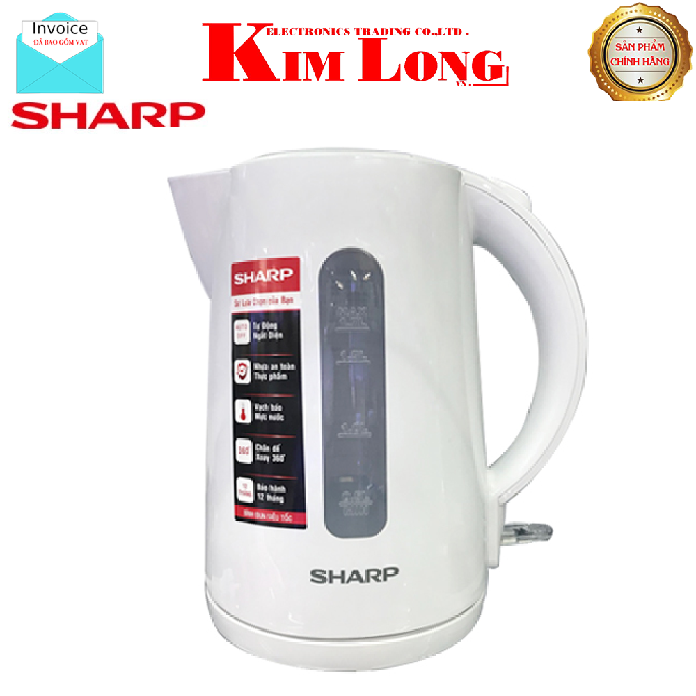 Bình ấm đun siêu tốc sharp ekj-17vps - dung tích 1.7 lít - bảo hành 1 năm