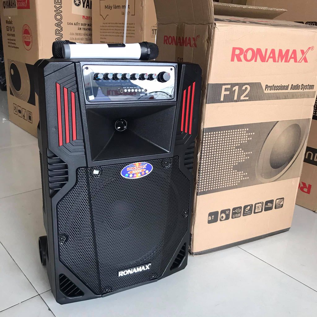 [HCM]LOA KARAOKE DI ĐỘNG RONAMAX F12 TẶNG 2 MICRO KO DÂY