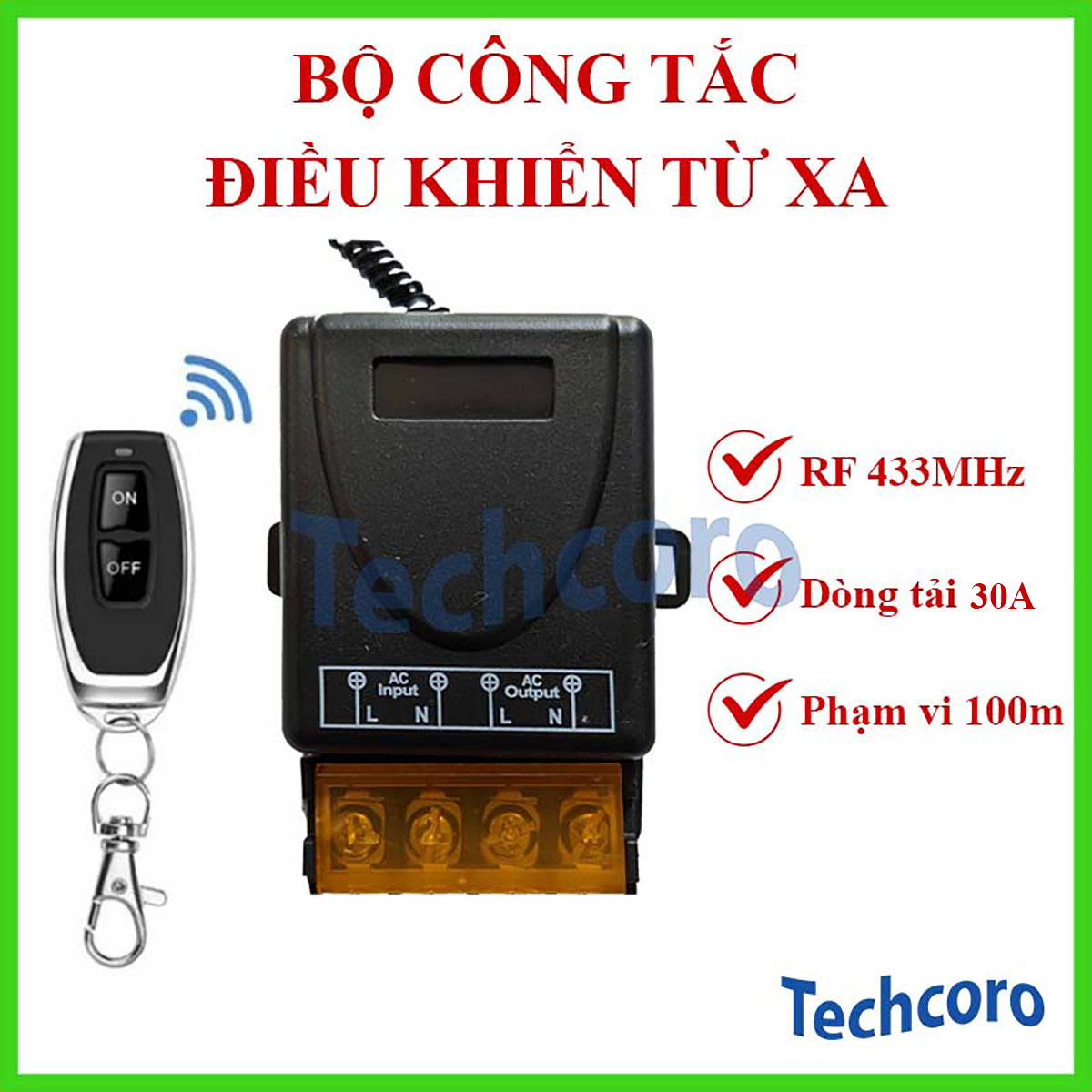 Công tắc điều khiển từ xa rf 30a - 220v, khoảng cách lên tới 100m