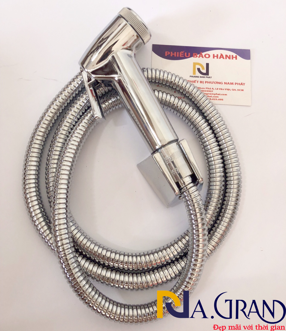 Bộ Vòi Xịt Vệ Sinh Xịt Bồn Cầu và Dây và Cài xịt VX23 XỊT XI CÒ có răng cưa loại xịt tia nước to mạnh lớp xi dày đẹp sáng bóng