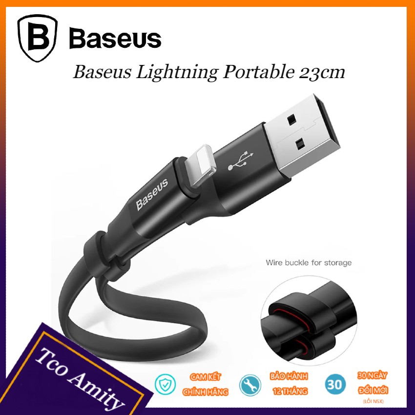Cáp sạc và truyền dữ liệu Baseus Lightning Portable 23cm T29 Tco Amity Sạc Nhanh, Siêu Ngắn, Siêu Bền