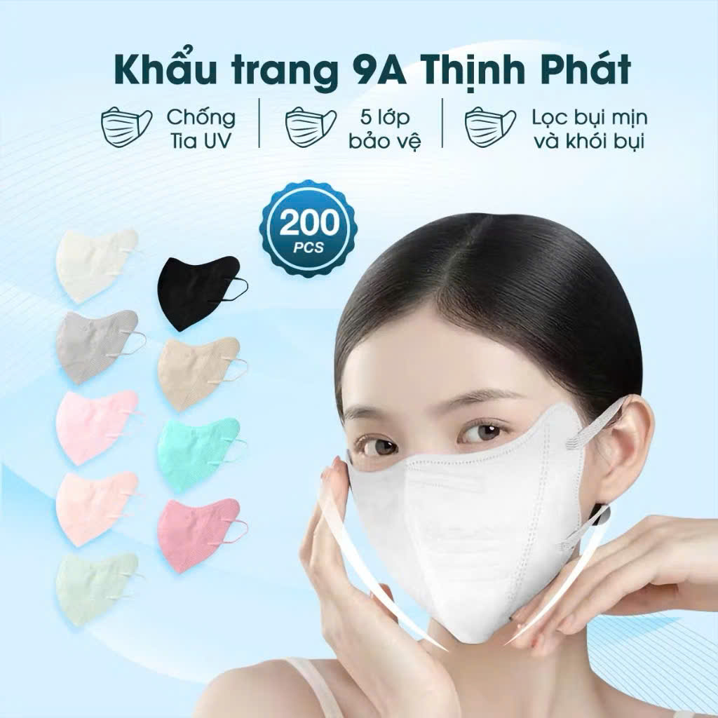 CHÍNH HÃNG Thùng 100 Chiếc Khẩu Trang 9A Mask Thịnh Phát Cao Cấp kháng khuẩn UV bụi mịn 99,9%