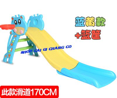 Cầu trượt đơn cho bé máng dài hình thú đáng yêu cho bé