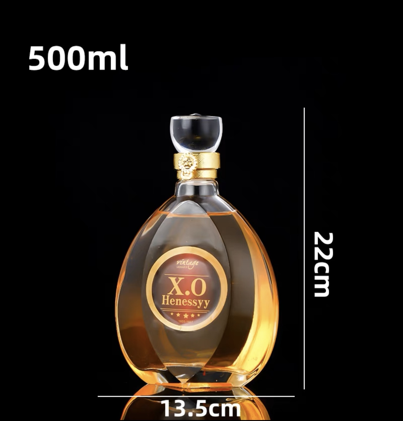 Vỏ chai thủy tinh đựng rươu lục giác 500ml cao cấp CÓ TEM