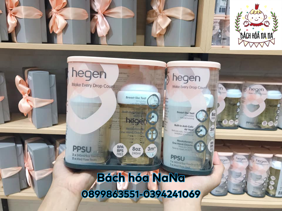 Bình sữa hegen 150ml - núm ti 0m+ cho bé từ 0-3 tháng -momybaby- nanashop