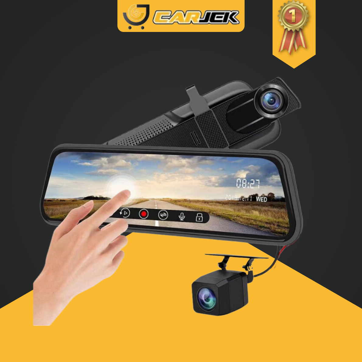 Camera hành trình ô tô dạng gương theo dõi từ xa trên điện thoại, cảnh báo tốc độ, định vị GPS, hồng ngoại quay đêm, tặng kèm thẻ nhớ 32GB