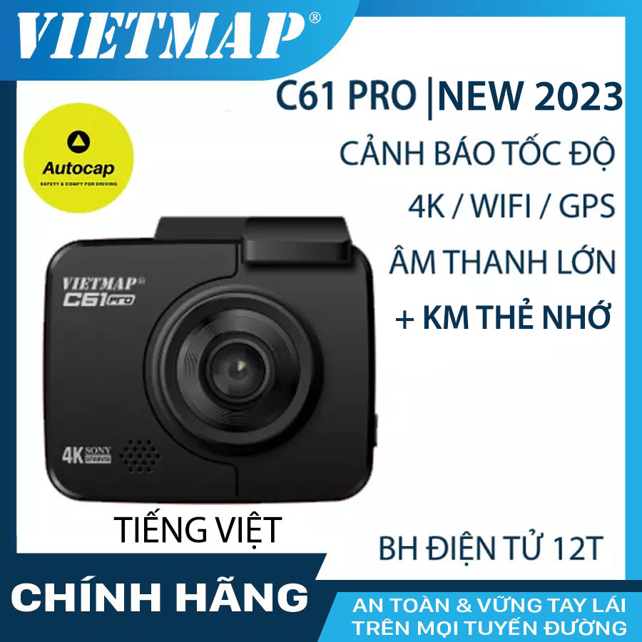 Camera hành trình VIETMAP C61 Pro bản 2023 + thẻ nhớ 32 64 128 GB class 10
